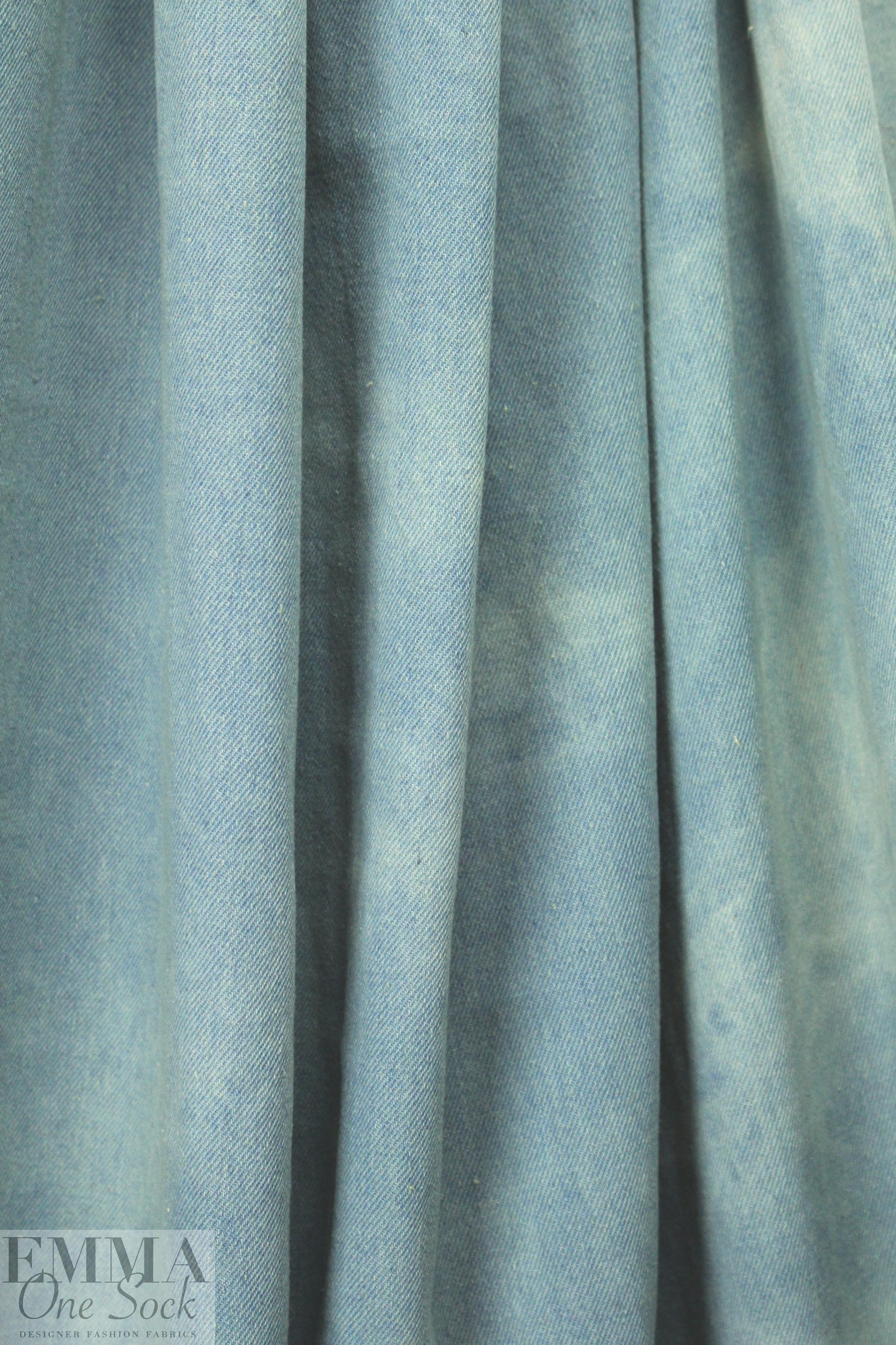 NY designer bleached blue tie dye cotton denim 1 yard