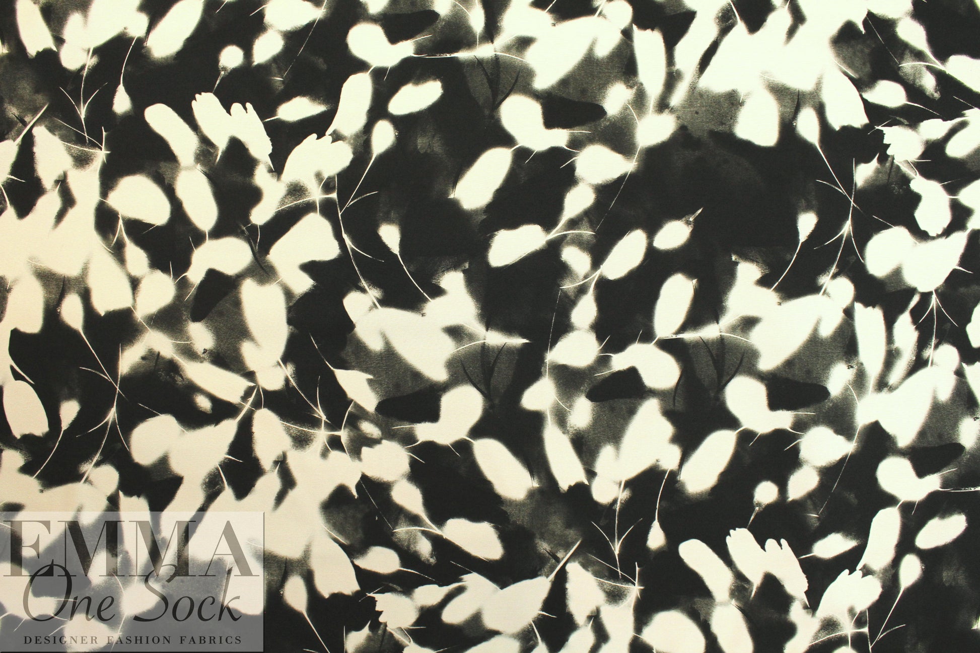 NY designer black/white petal abstract cotton/visc. faille