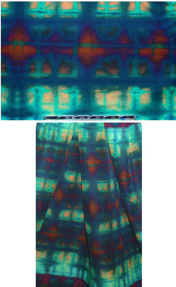 NY designer deep-toned batiky cotton/silk faille