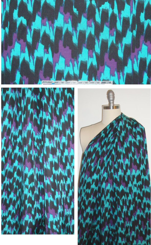 NY designer turq/purple ikat silk/cotton faille .875 yds