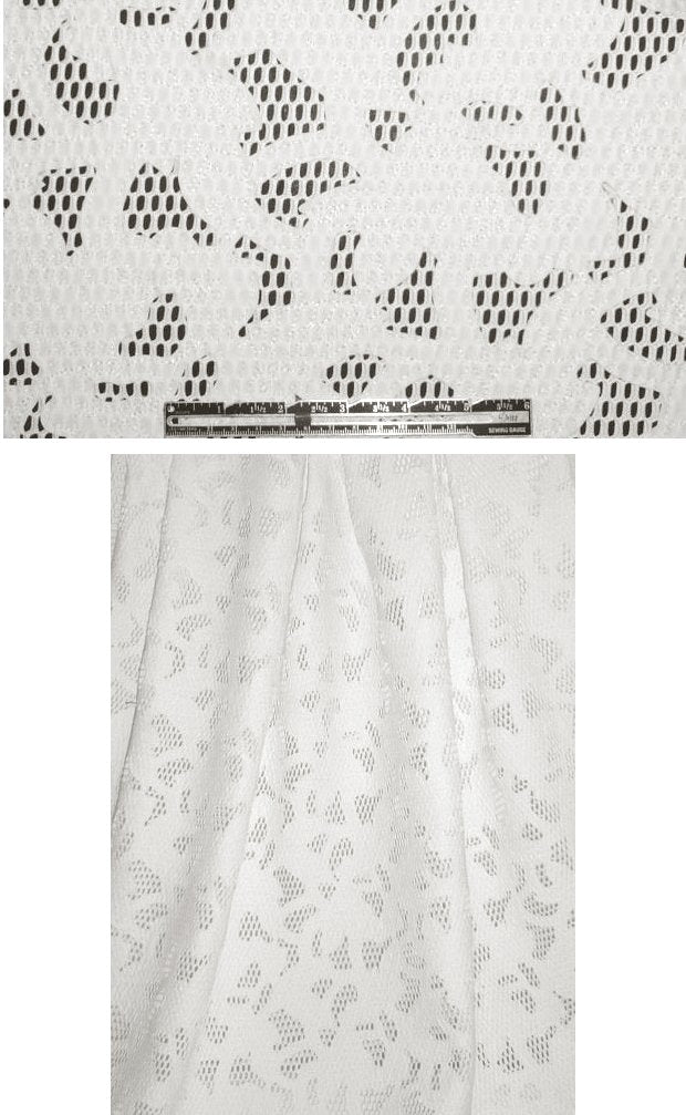 'leather look' applique' fancy mesh - soft white 1.375 yd