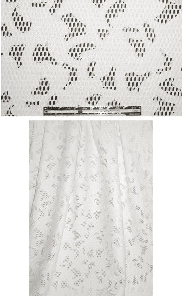 'leather look' applique' fancy mesh - soft white 1.375 yd
