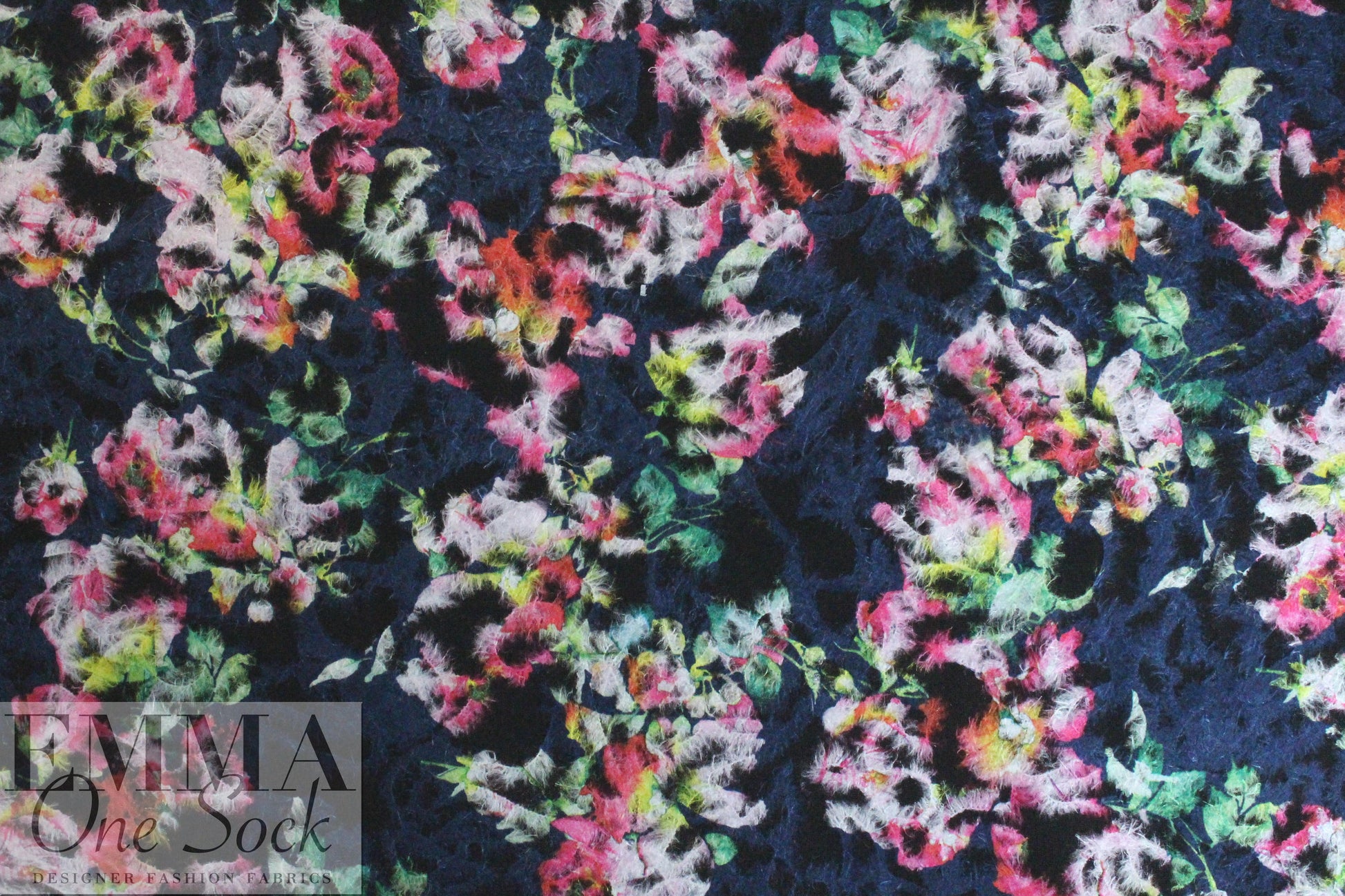 NY designer needle-felted floral print coating
