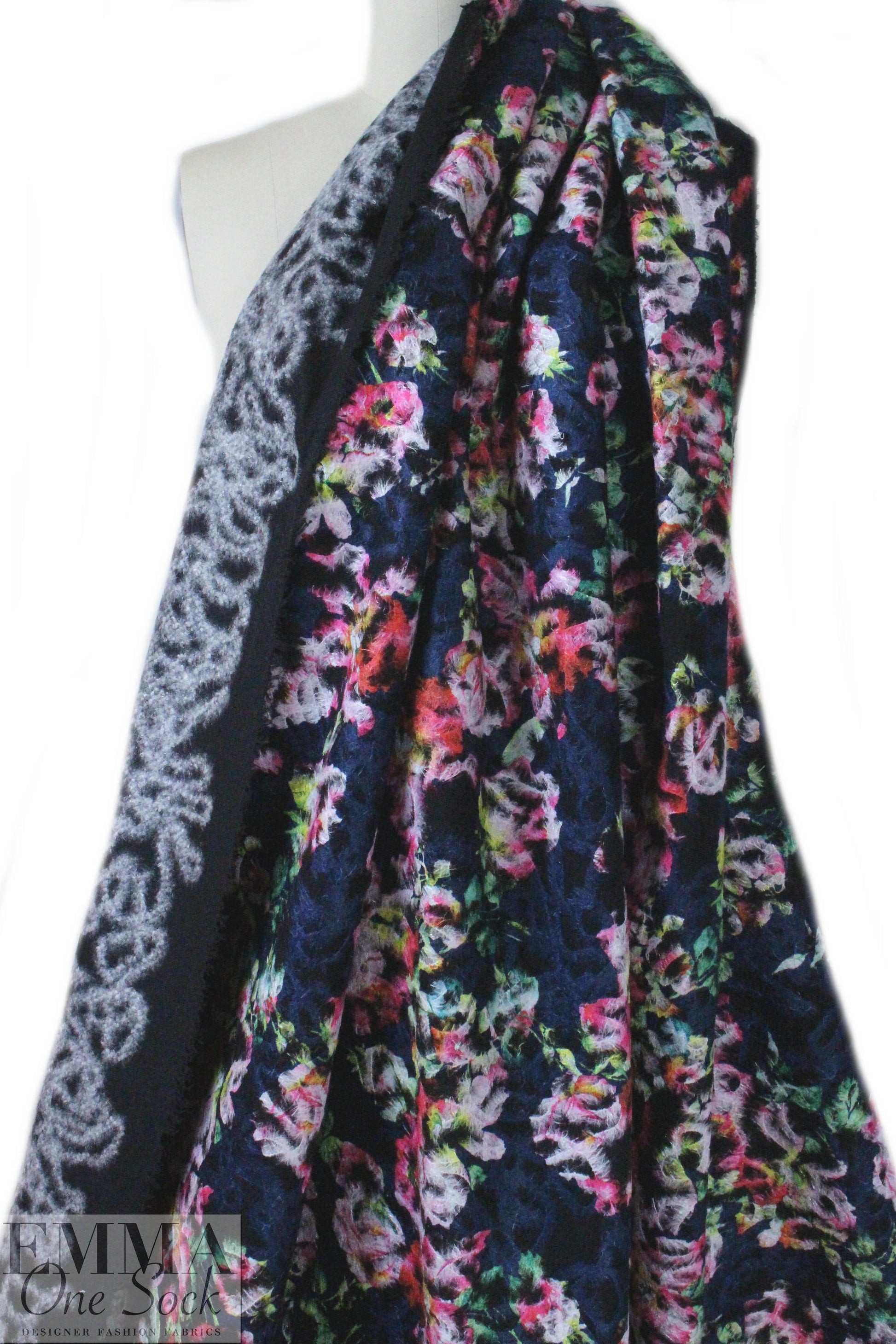 NY designer needle-felted floral print coating
