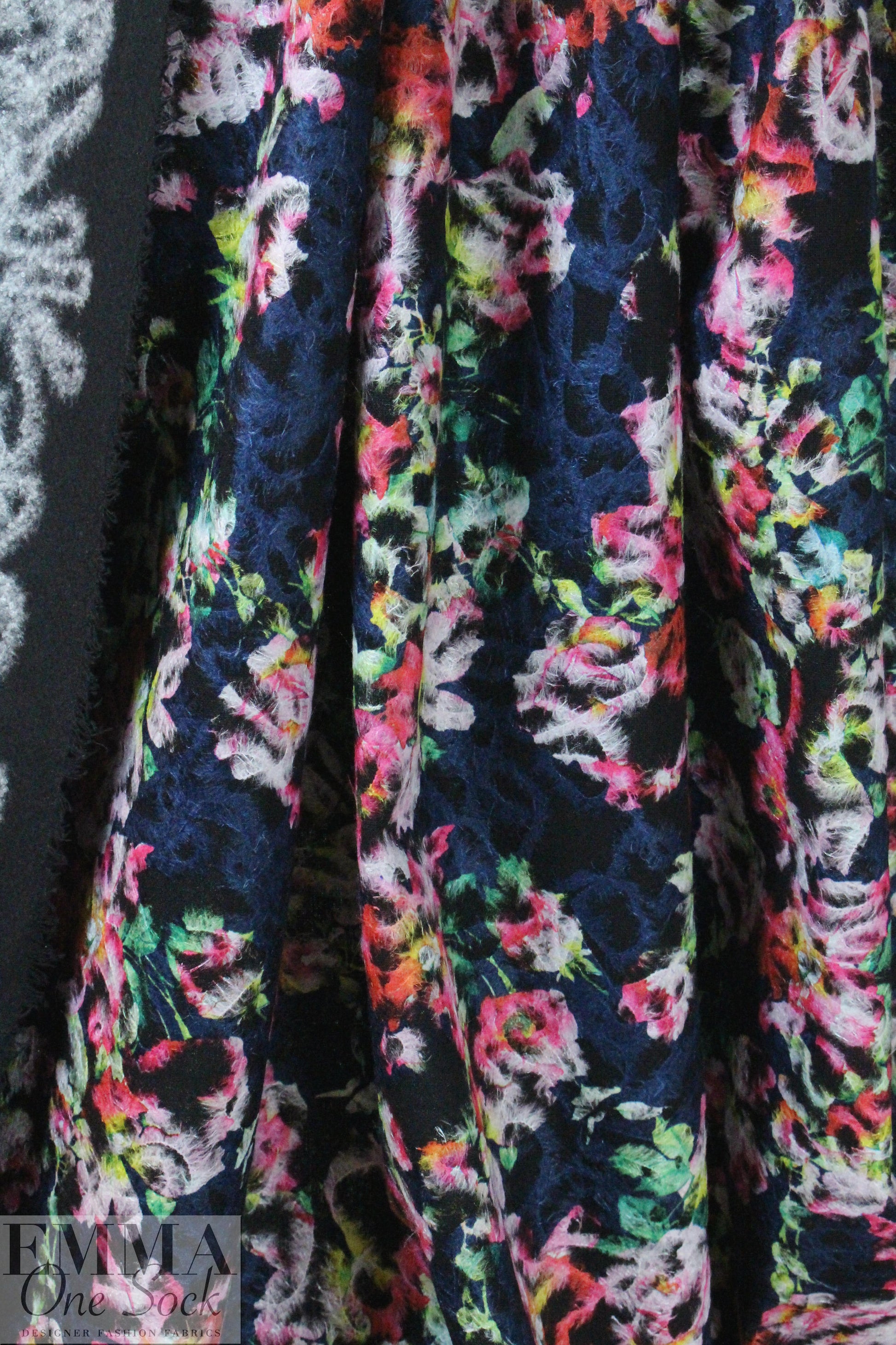 NY designer needle-felted floral print coating