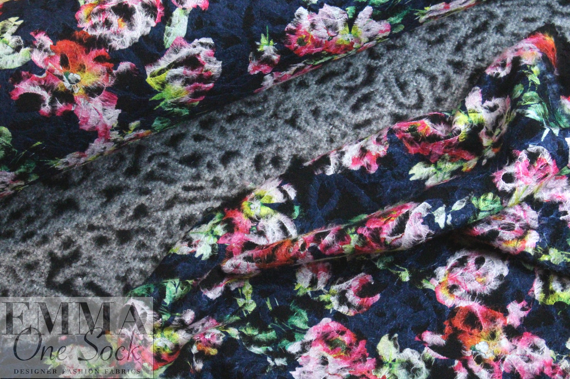 NY designer needle-felted floral print coating