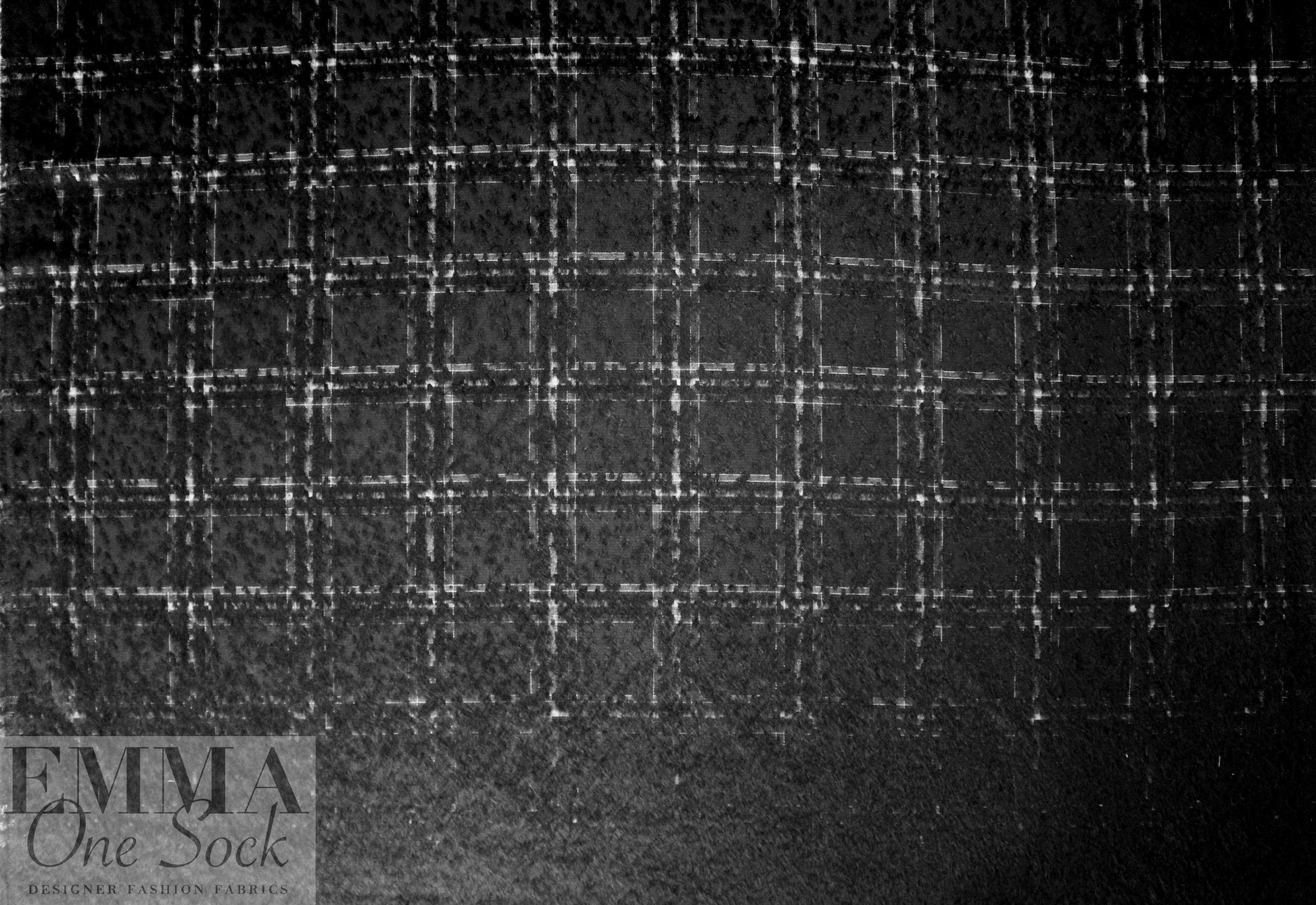 Italian fancy fur-infused plaid panel coating 2.75 yd