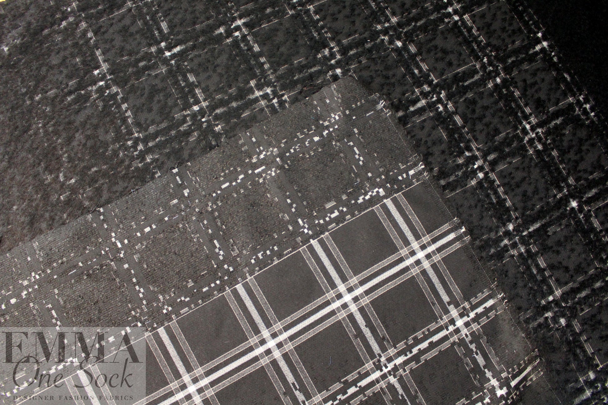 Italian fancy fur-infused plaid panel coating