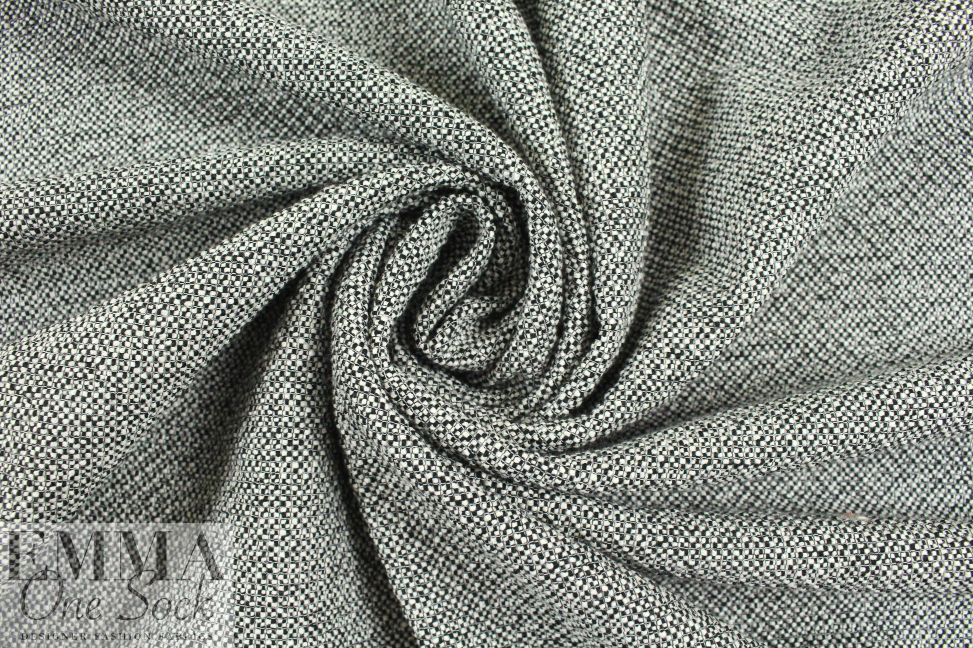 Trin@ Turk novelty stretch tweed - black/white 1.875 yds