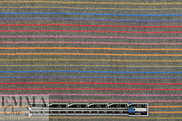 NY designer gray crinkle stretch woven with colorful stripes