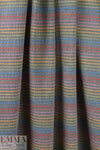NY designer gray crinkle stretch woven with colorful stripes