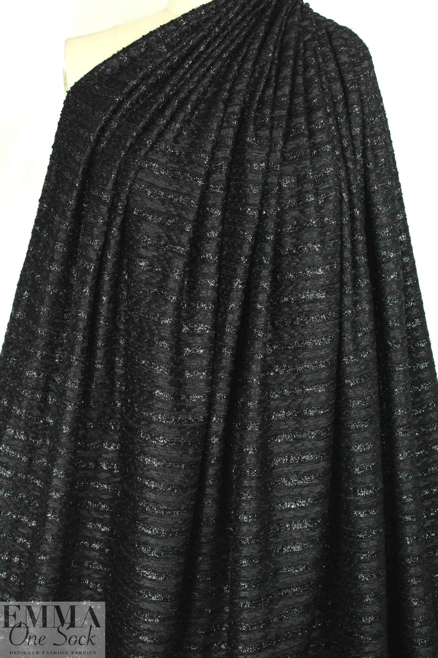 Carmen Marc Va1vo fancy weave sparkle stripe - black 3 yds