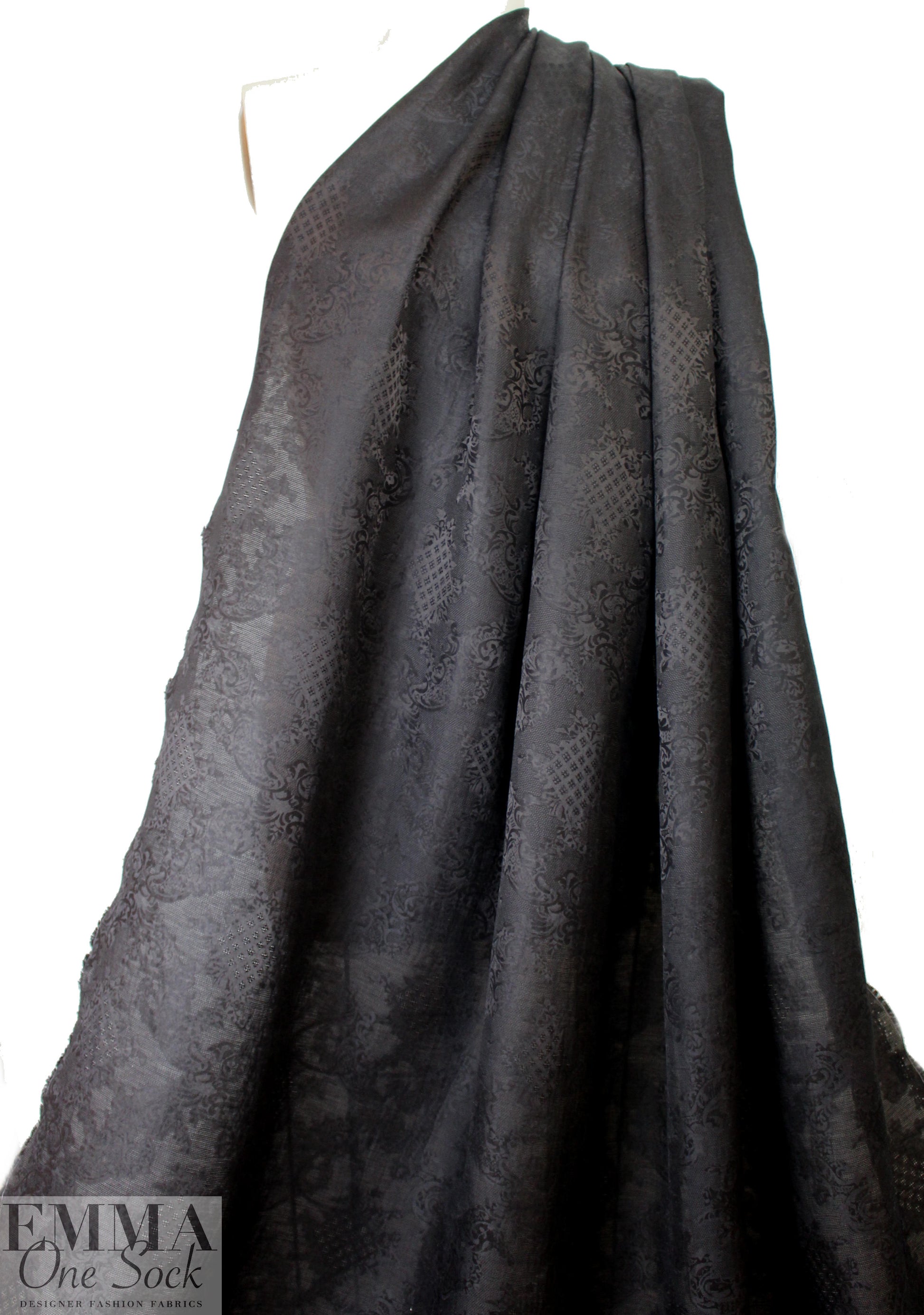 Italian silk blend jacquard weave - black