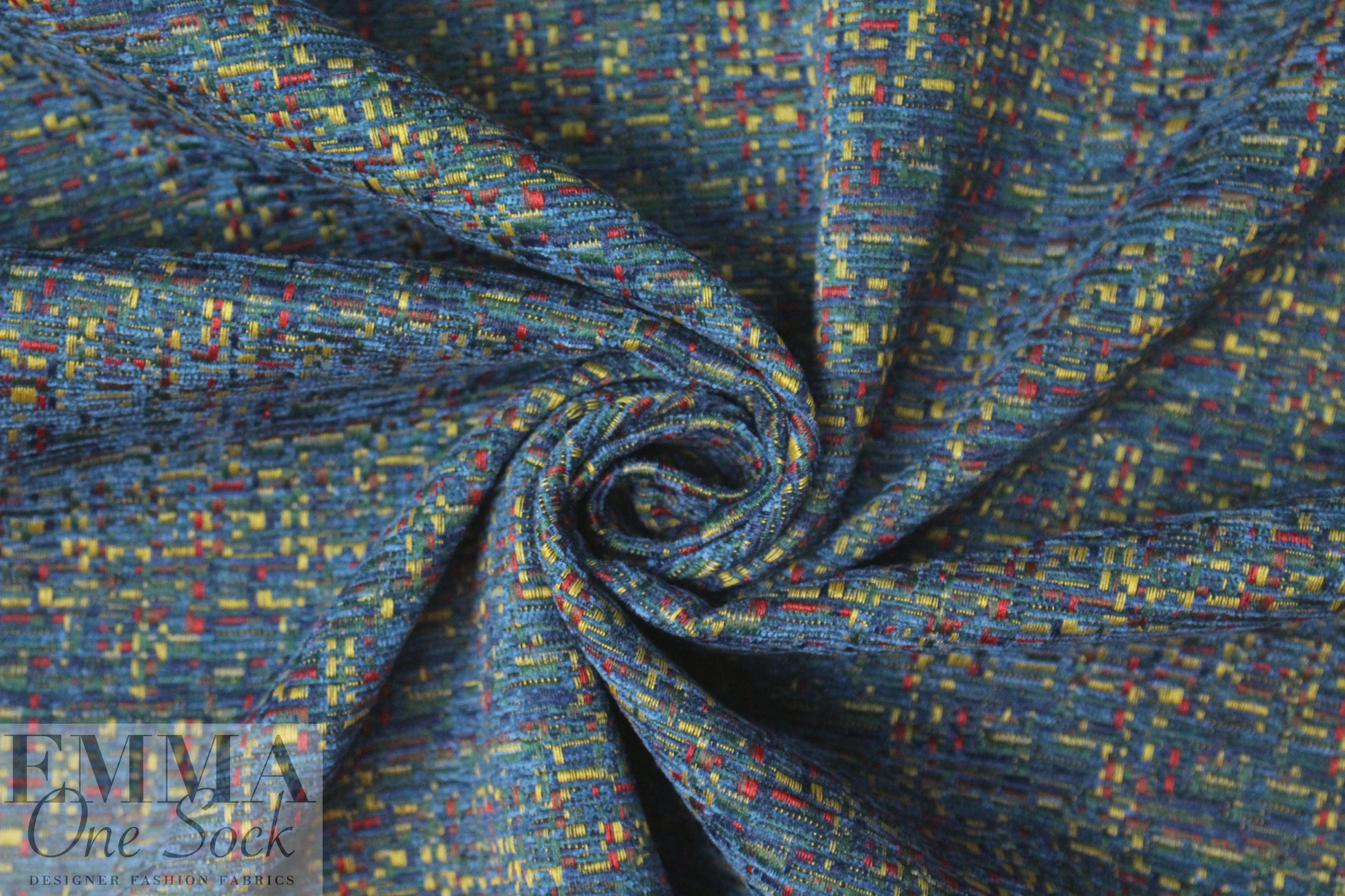 NY designer novelty weave cotton suiting - blue