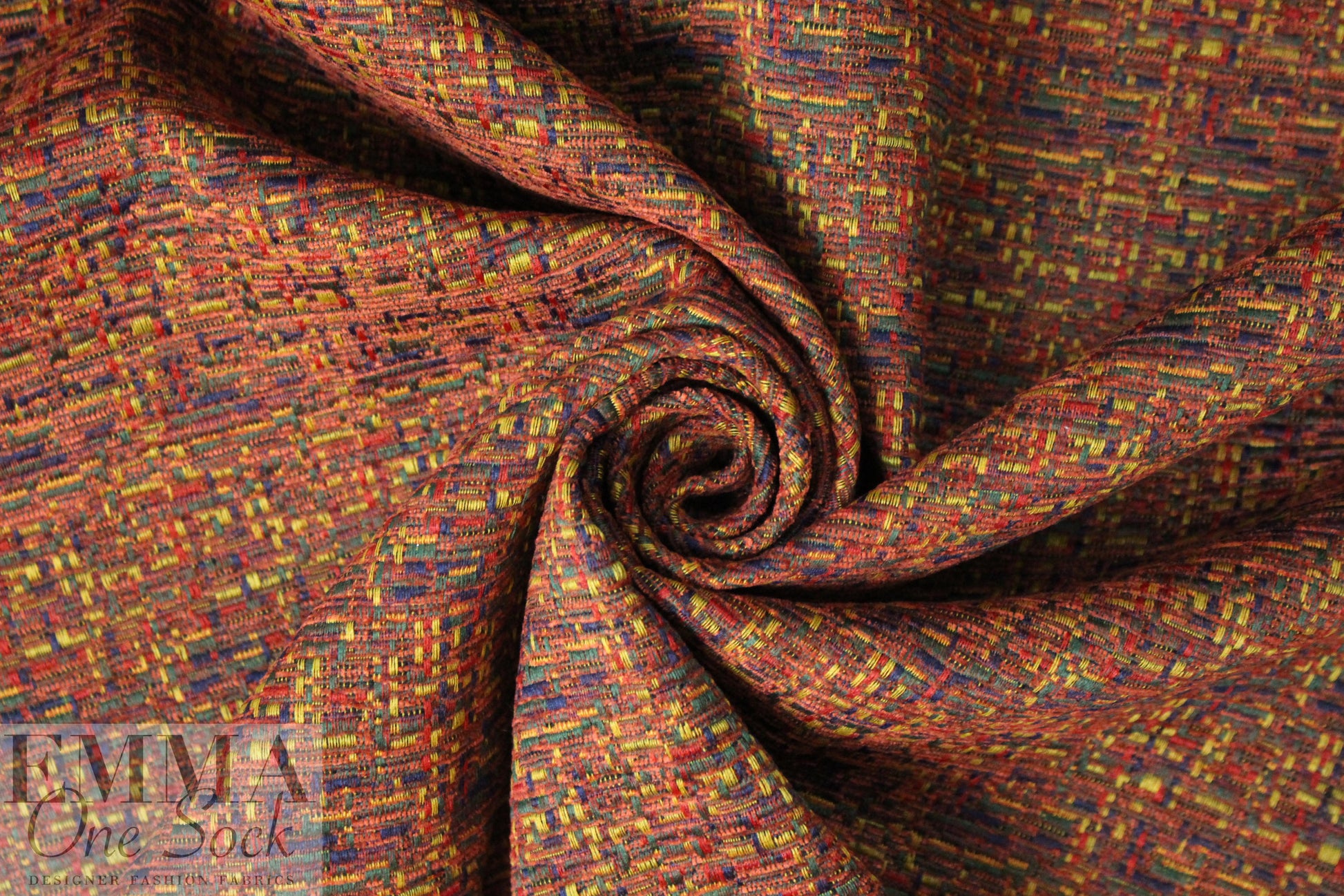 NY designer novelty weave cotton suiting - spice