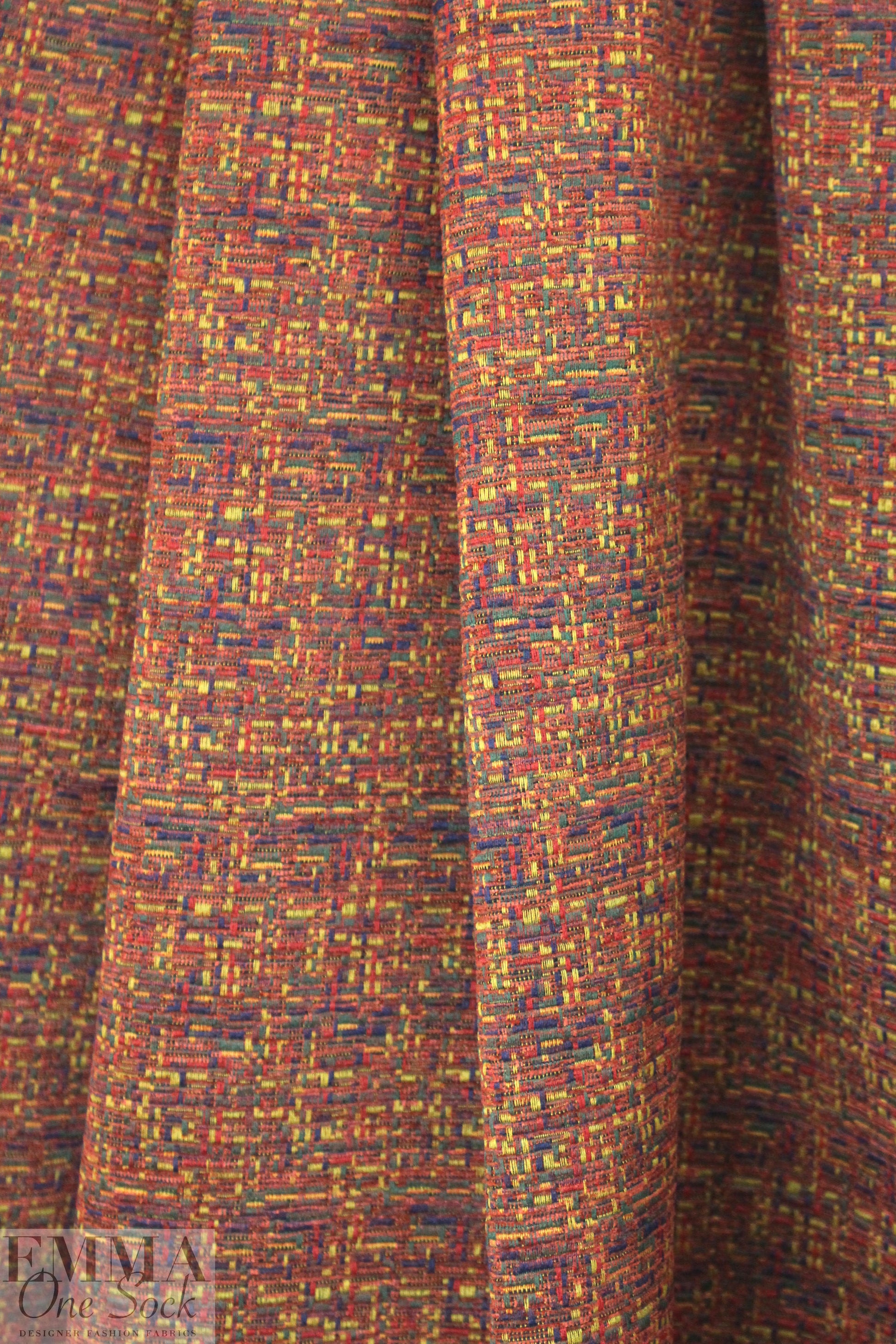 NY designer novelty weave cotton suiting - spice