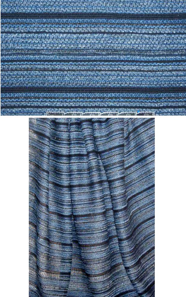 Shoshanna denimy blues fancy weave stripe