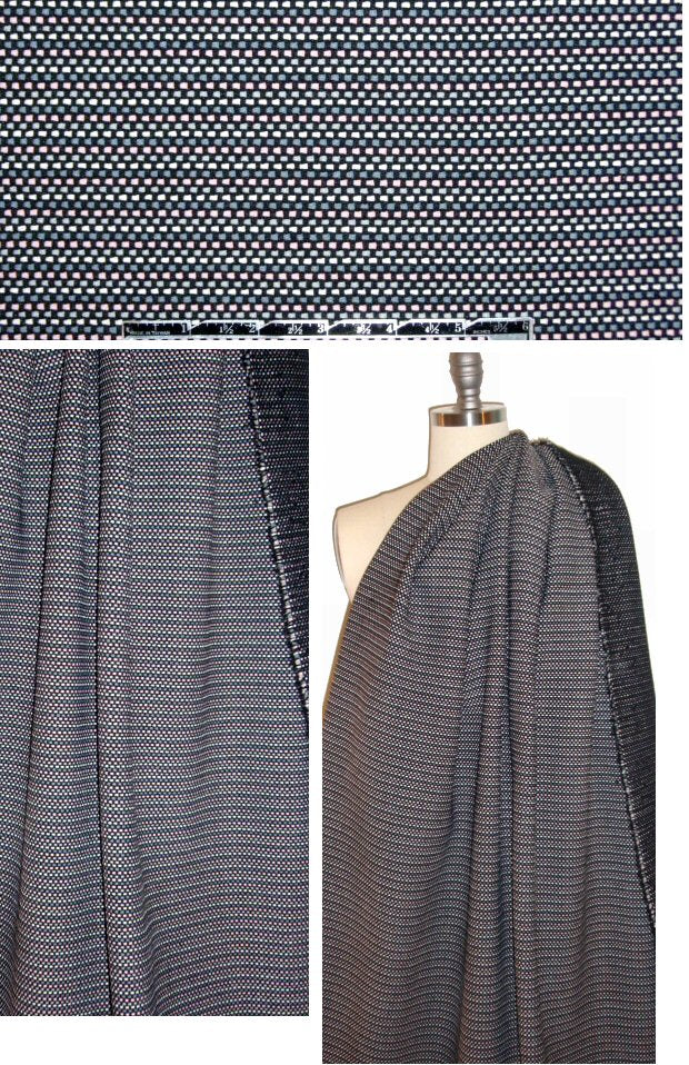 NY designer dashy tweed stretch suiting- pink/gray/black 2.25 yd