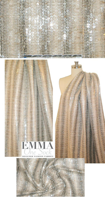 Italian sequinned viscose blend boucle - smoke plaid