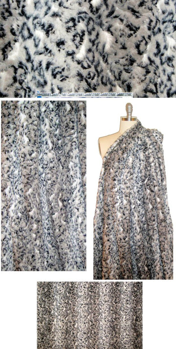 cheetah sculpted faux fur - gray/black/cream 2.125 yds