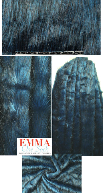 Tah@ri black-tipped teal luxurious faux fur .75 yds