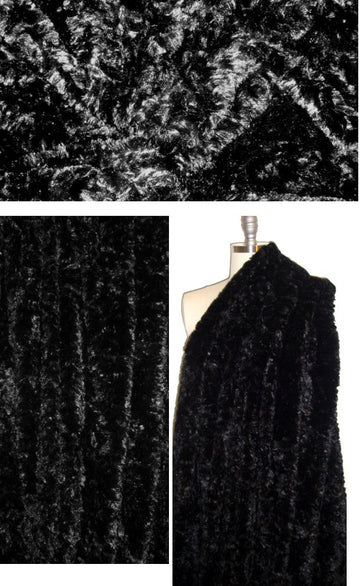 NY designer jet-black sculpted faux fur .95 yds