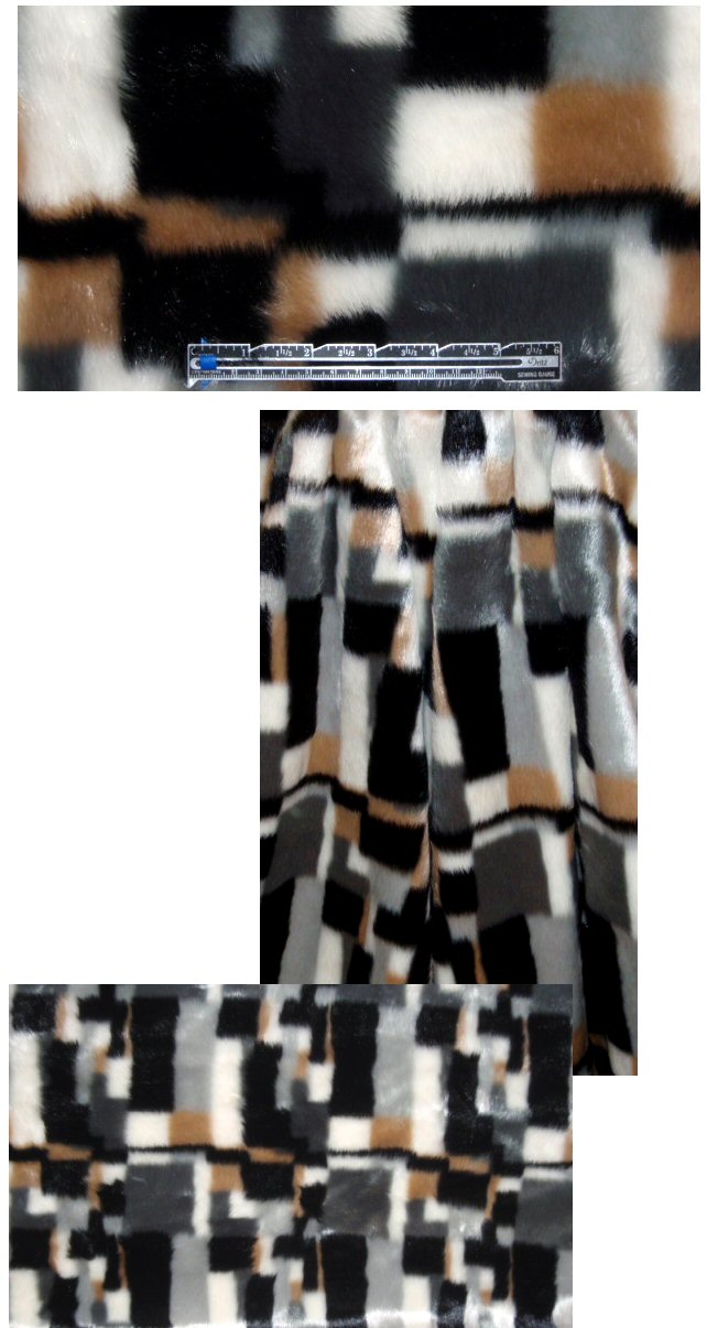 NY designer boxy geometric faux fur - brown/gray 2 yds