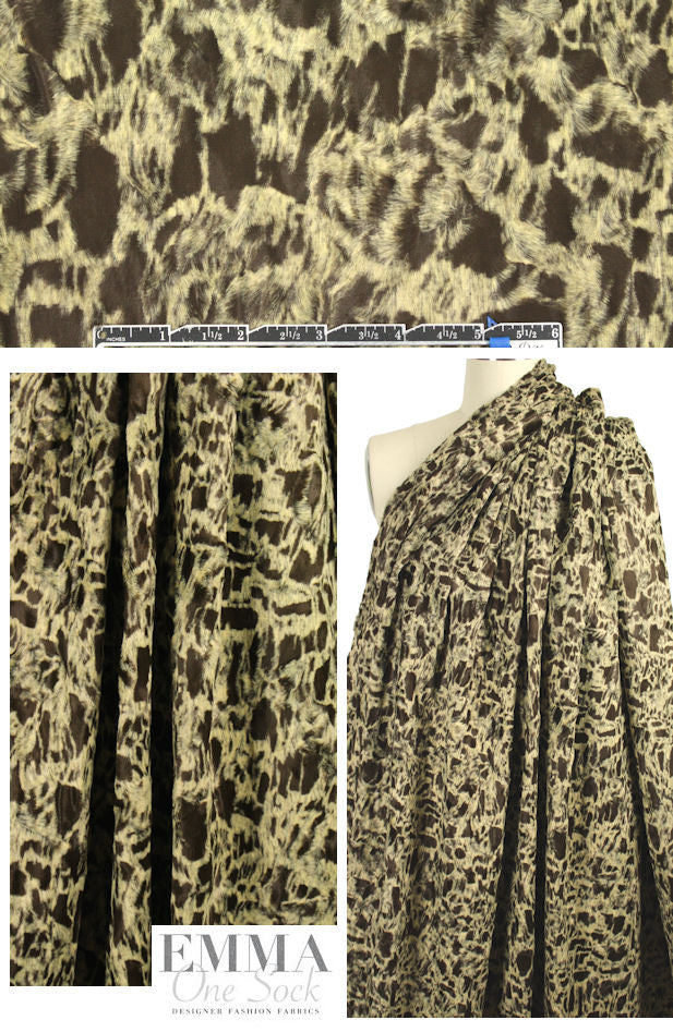 NY designer chocolate/sand patterned faux fur .875 yds