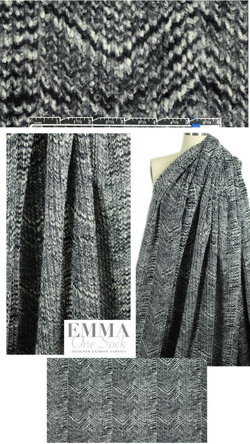 NY designer black/cream patterned sculpted faux fur 1.5 yd