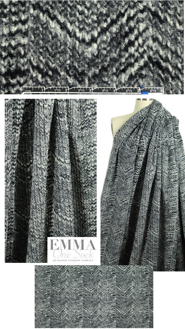 NY designer black/cream patterned sculpted faux fur 1.25 yd