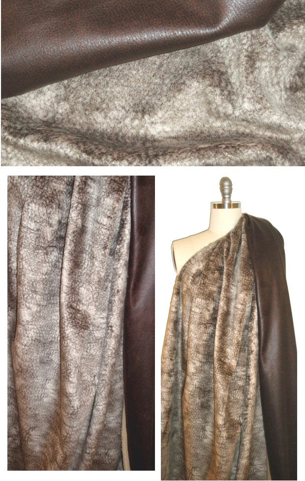 NY designer faux fur/faux leather reversible coating 1.125 yd