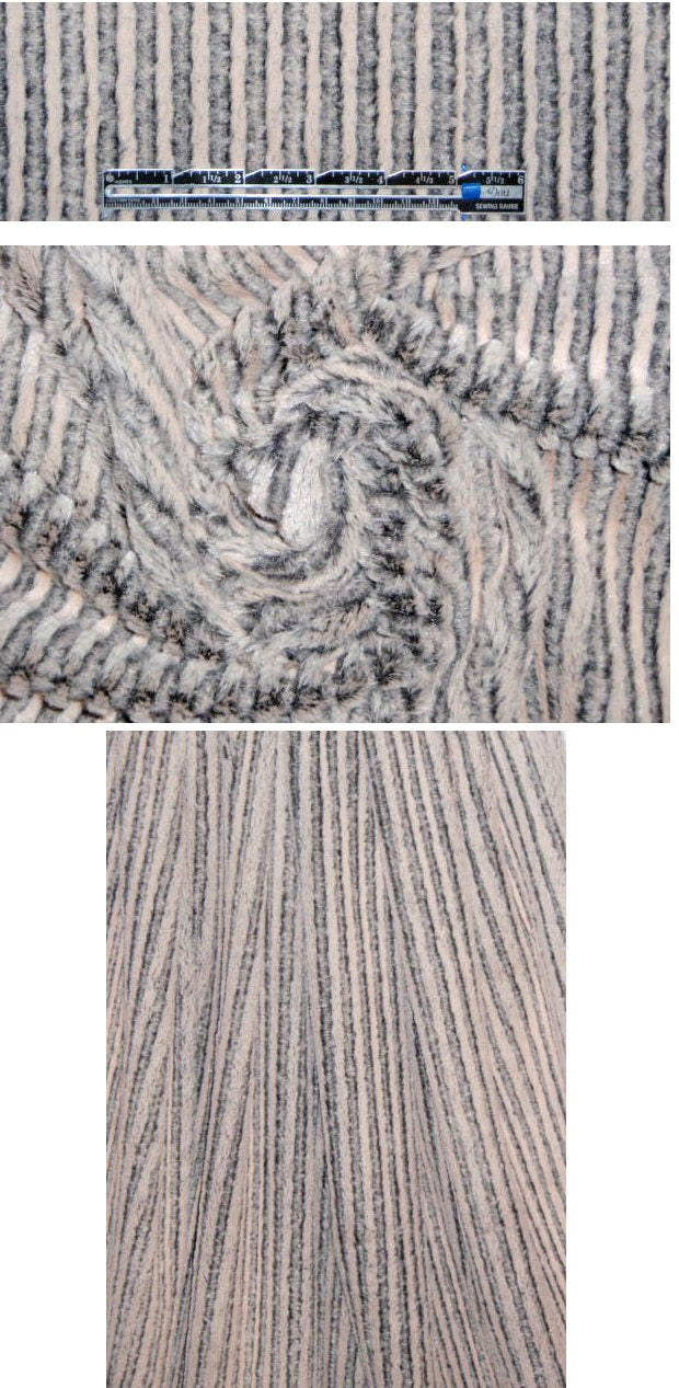 NY designer blush/gray striped short hair faux fur 1.25 yd