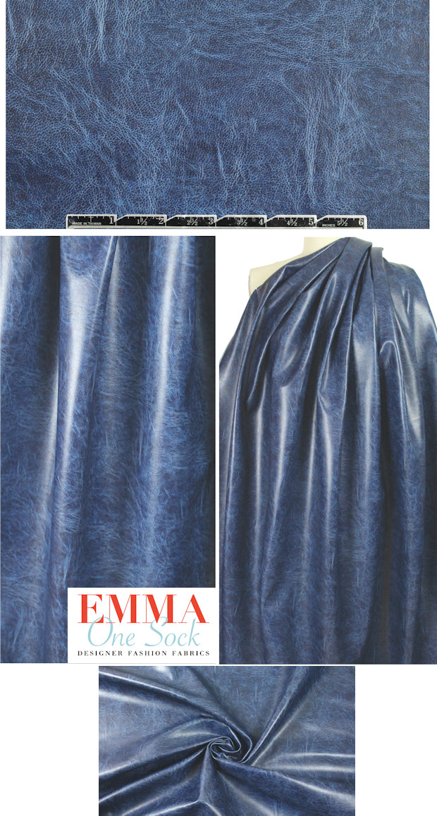 Italian water-resistant faux leather - blue night