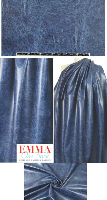Italian water-resistant faux leather - blue night