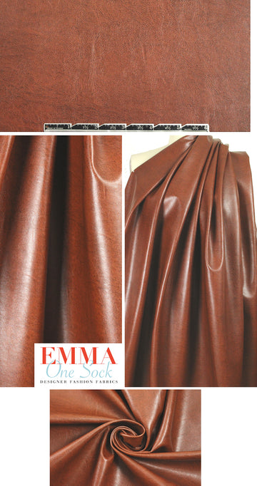 Italian water-resistant faux leather - rustic brown .66 yds