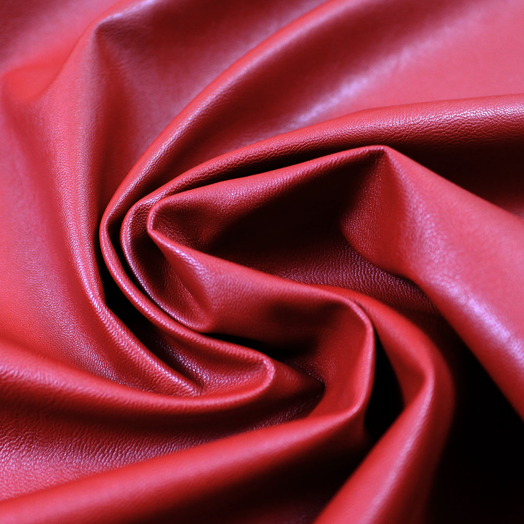 viscose-backed supple faux leather - rouge 1 yard