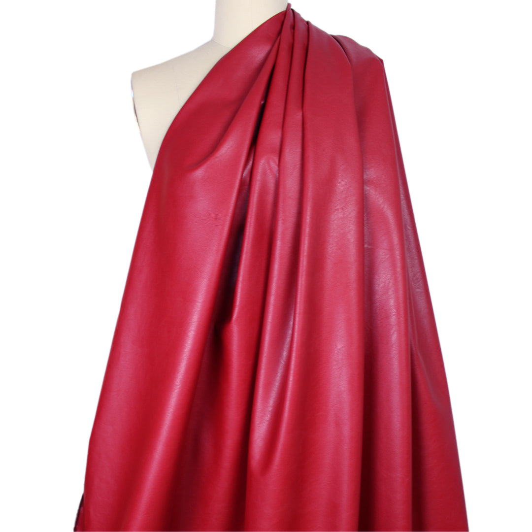 viscose-backed supple faux leather - rouge 1 yard