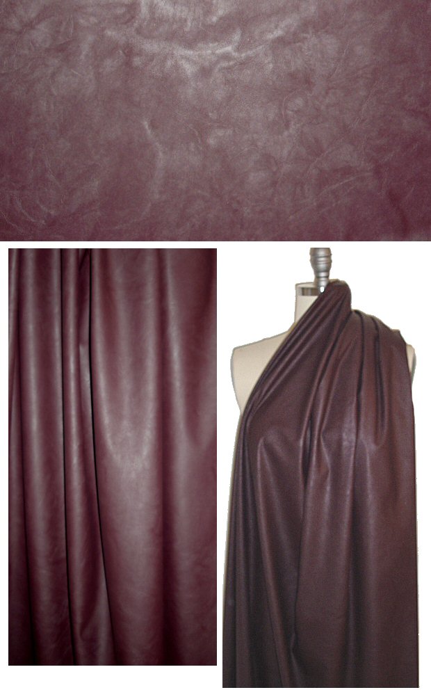 poly-backed water-resistant faux leather - plum brown 2.125 yd