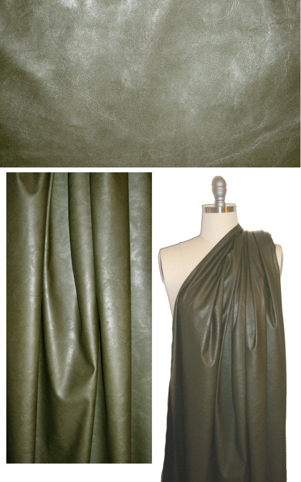 poly-backed water-resistant faux leather - olive 1.125 yds