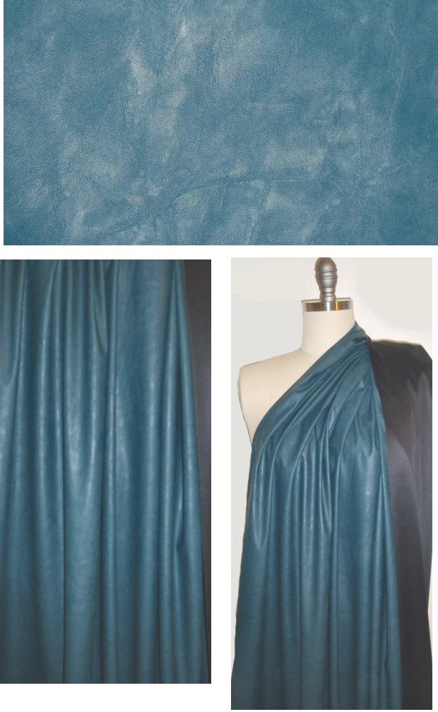 poly-backed water-resistant faux leather - dusty teal 1 yard