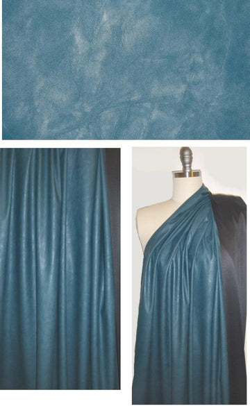 poly-backed water-resistant faux leather - dusty teal 1 yard