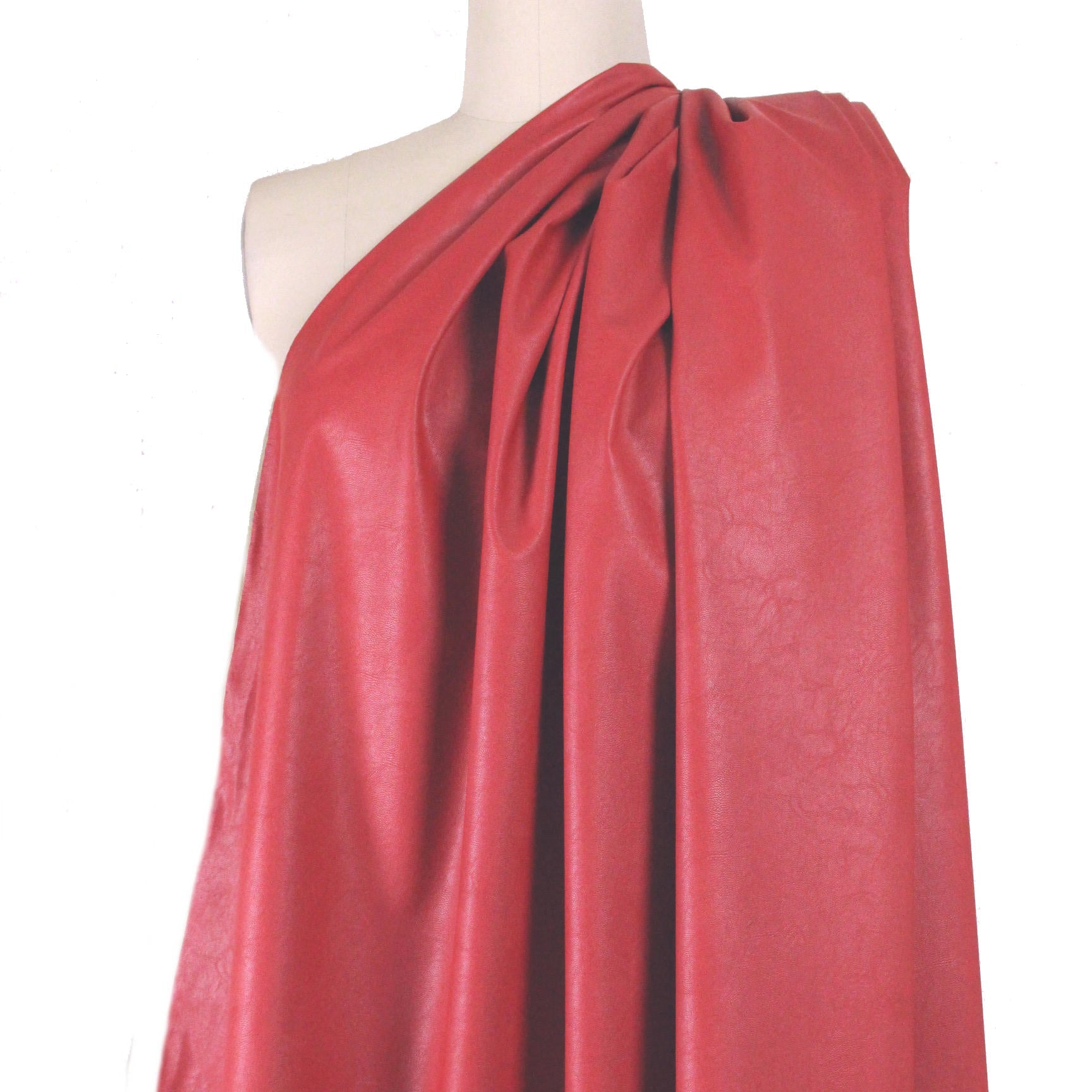 viscose-backed supple faux leather - soft red