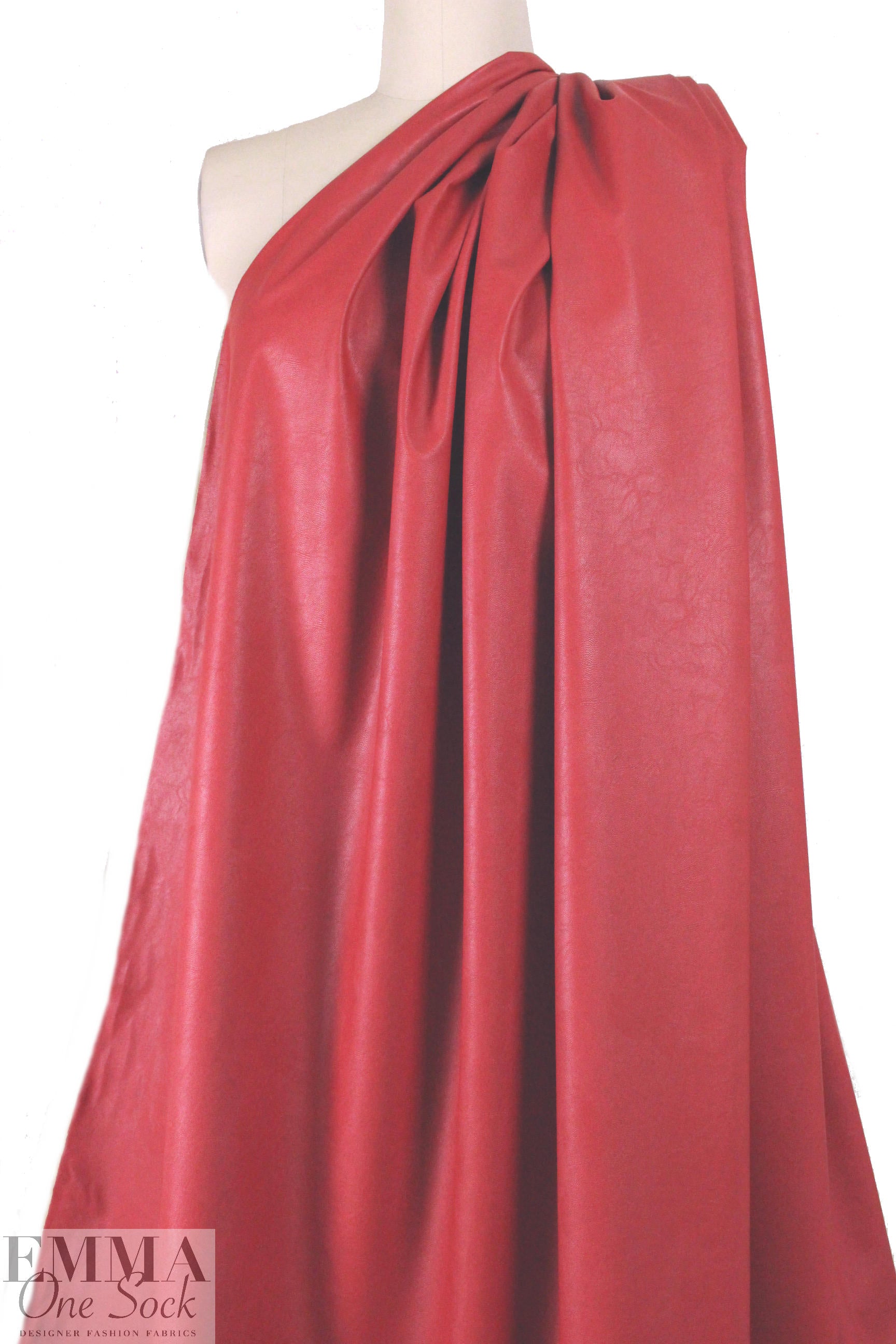 viscose-backed supple faux leather - soft red 1.25 yd