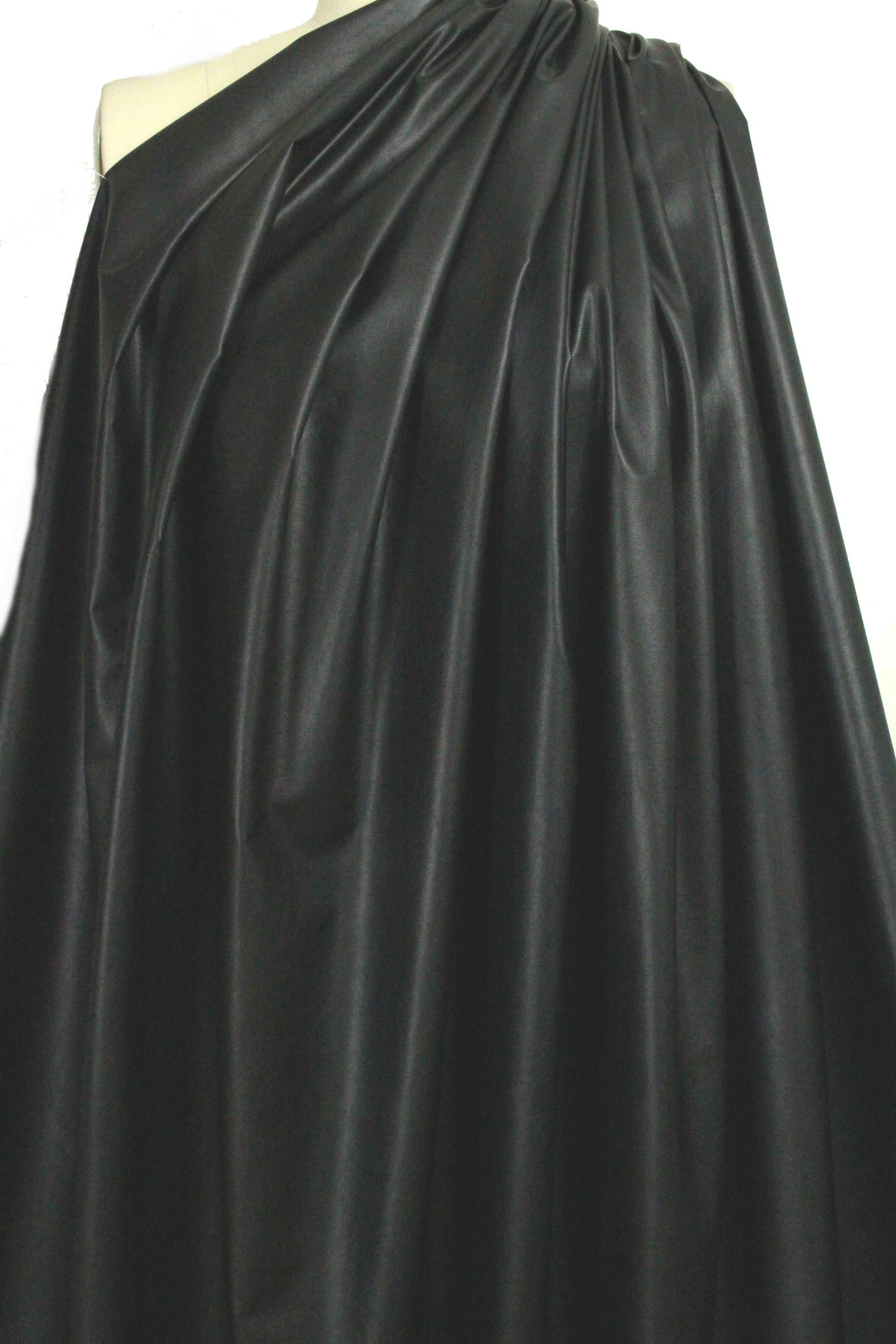 lightwt. viscose-backed supple faux leather - black 1 yard