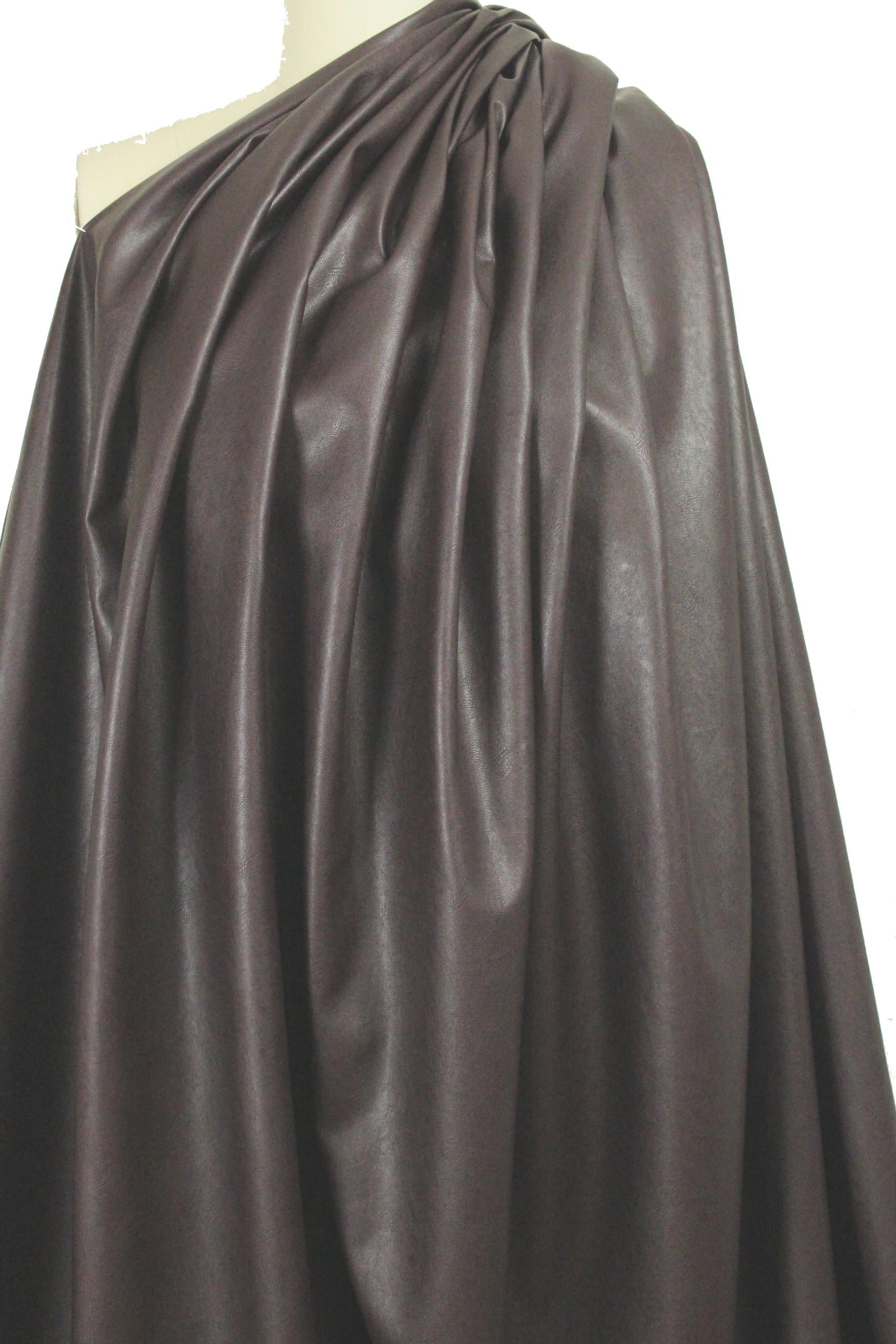 viscose-backed supple faux leather - dk. plum brown 1.5 yd