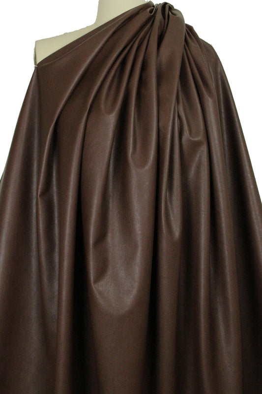 viscose-backed supple faux leather - chocolate