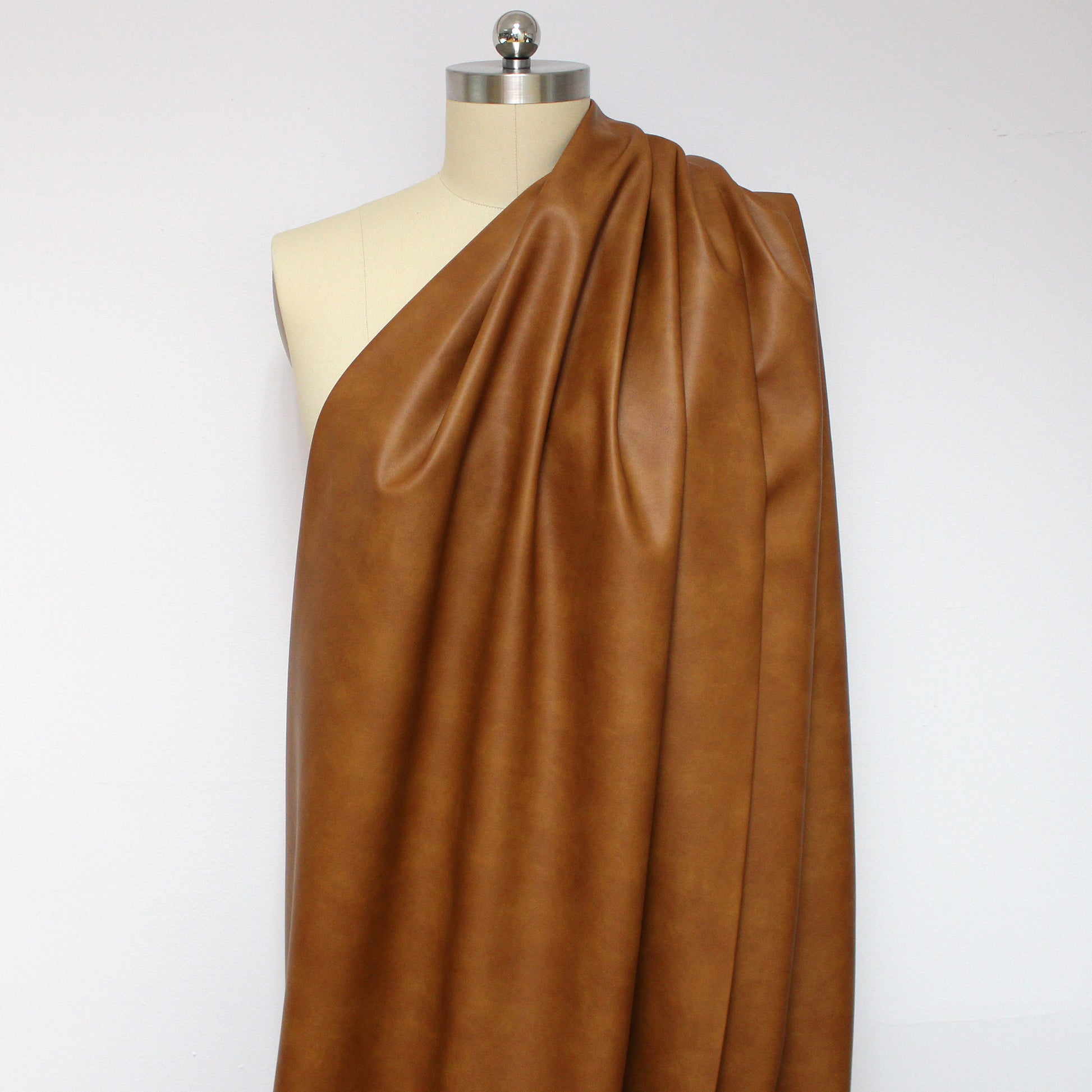 'vintage' viscose-backed faux leather - saddle