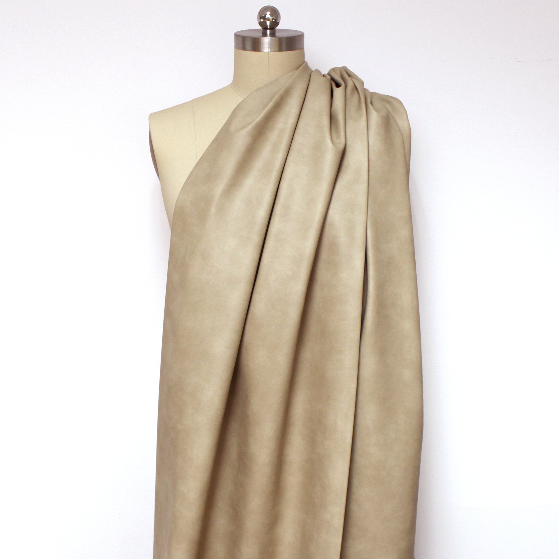 'vintage' viscose-backed faux leather - stone