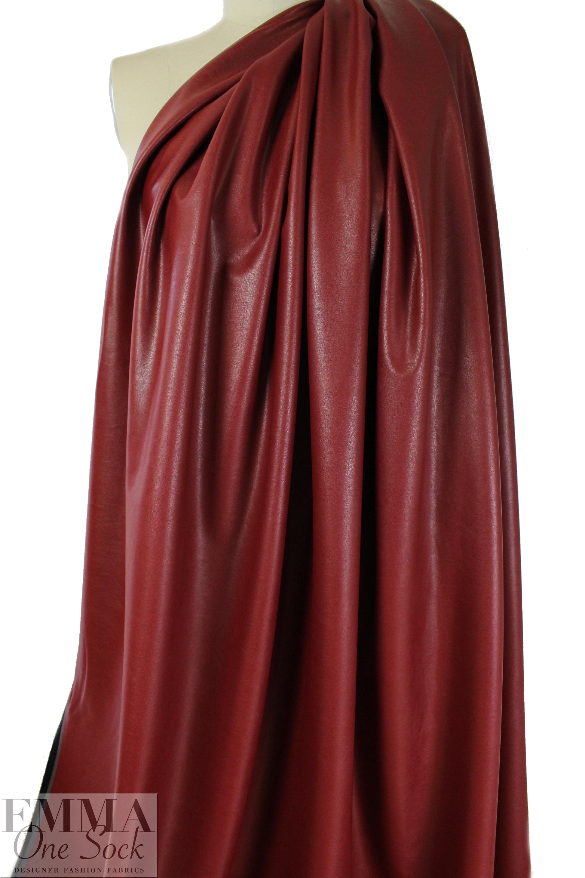 NY designer viscose-backed supple faux leather - oxblood 1.375 yds