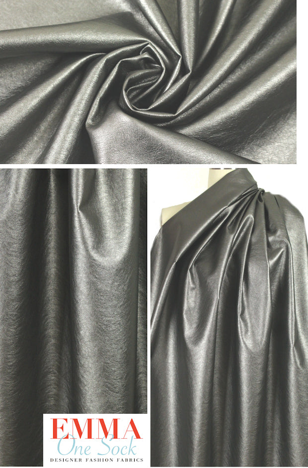 NY designer water-resistant faux leather - pewter 1.66 yd